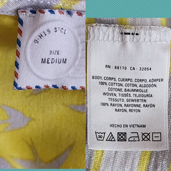 Anthropologie Postmark Yellow Birds Printed Stripe Cotton Top - Picture 4 of 4
